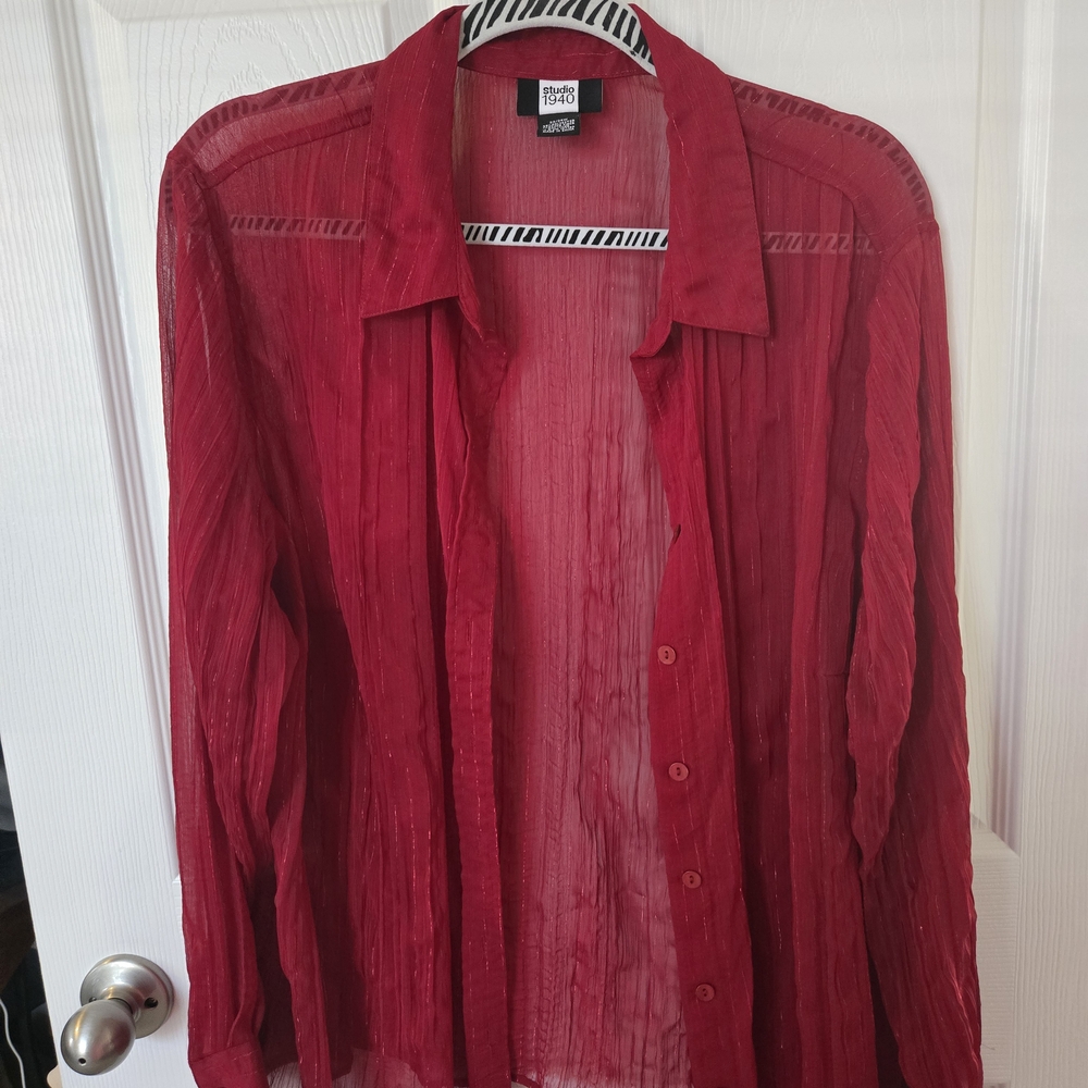 Studio Red Sheer Women's Button Down Shirt